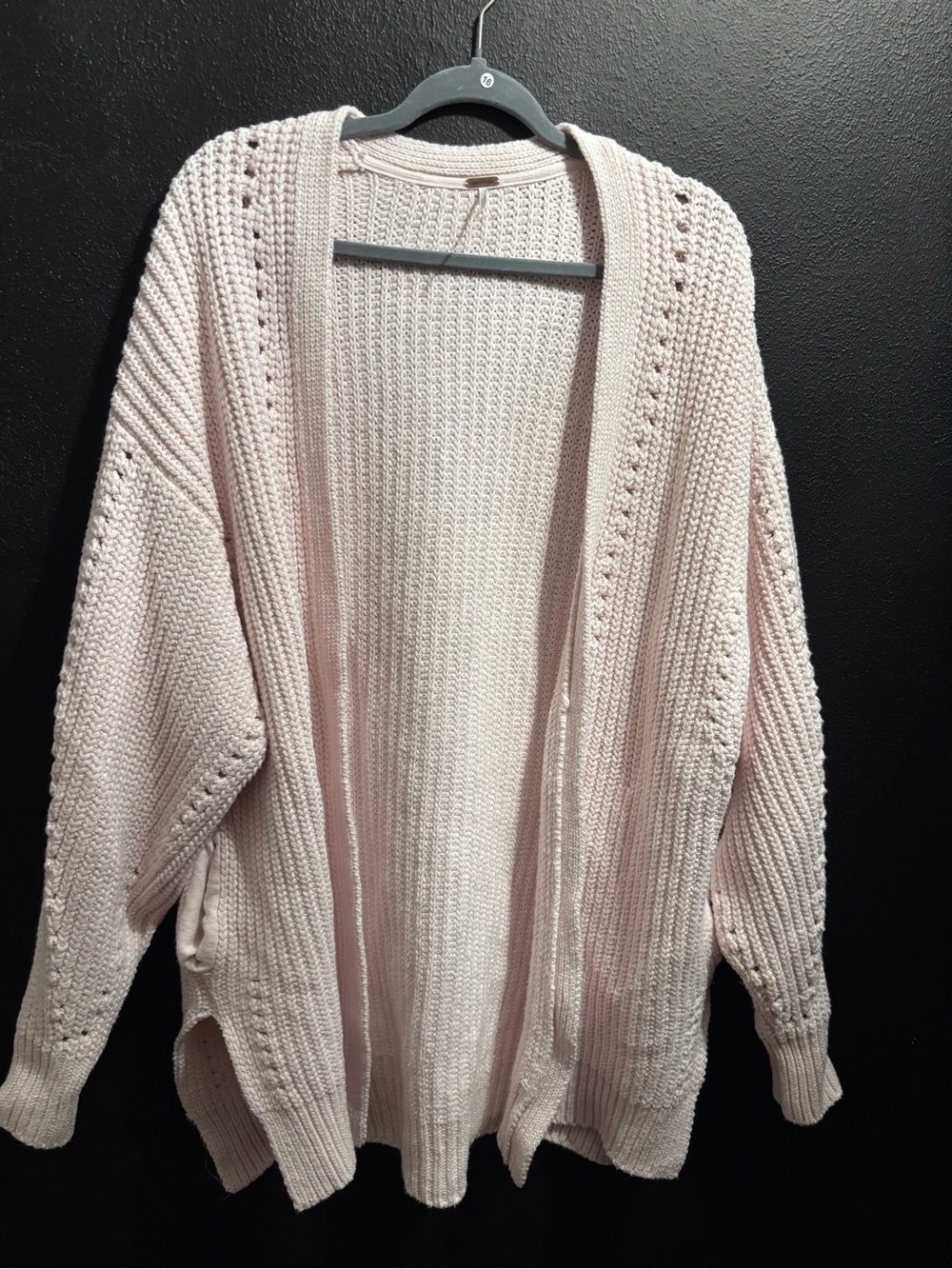 Free People Pale Pink Open-Front Knit Cardigan